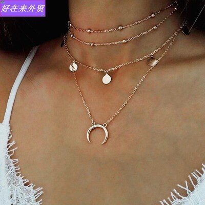 Choker pendant with multi-layer collarbone necklace madam