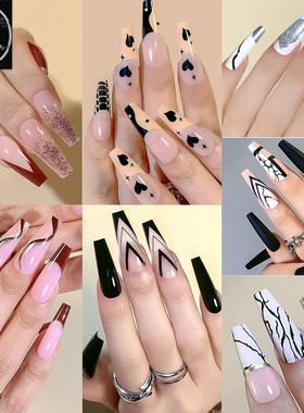 Fake Nails Long Coffin Press On Nails Fake False 24 Pcs Nail