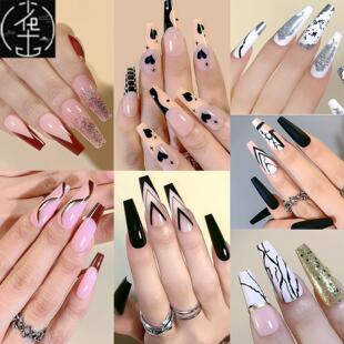 Fake Nails Long Coffin Press On Nails Fake False 24 Pcs Nail