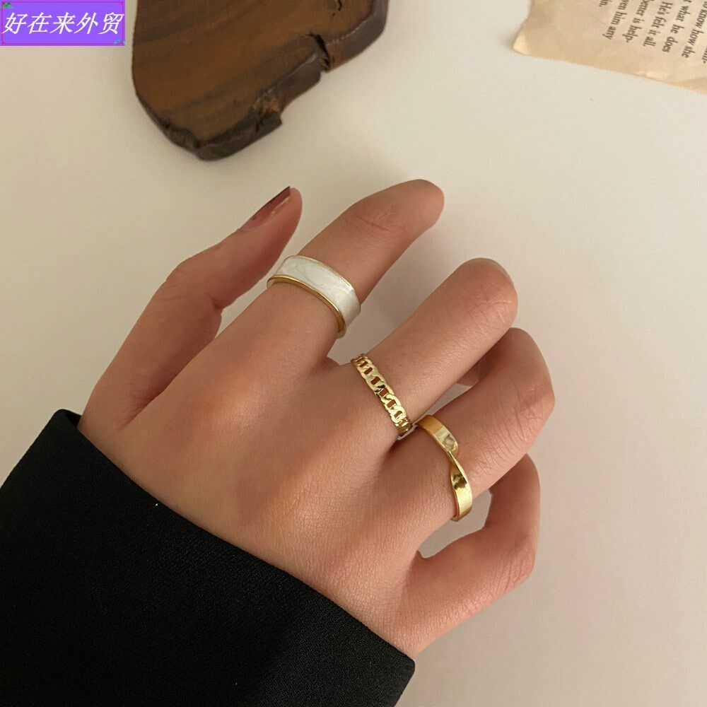 Ring fashion set of three contracted index finger ring lady