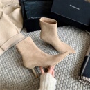 百搭瘦瘦靴网红马丁靴女 高跟鞋 5CM秋冬新款 短靴细跟弹力袜靴时尚