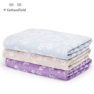 棉田花田纯棉大浴巾全棉加大成人柔软吸水情侣浴巾提花Y1702