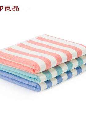 无印良品 绿野山谷系列 全棉吸水面巾 纯棉加厚条纹洗脸毛巾M1671