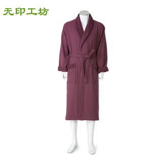 无印工坊 素源纯棉浴衣 全棉纱布毛圈吸水浴袍可穿毛巾浴衣BR1401