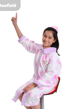 棉田泡泡 纯棉毛巾料浴袍 少女儿童 可爱睡袍BR21204