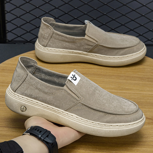 一脚蹬懒人休闲鞋男百搭透气布鞋