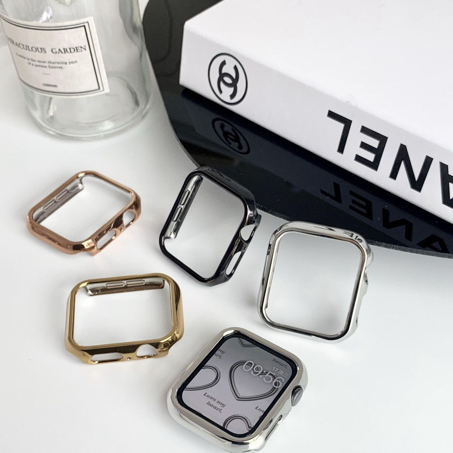 适用苹果5678910手表壳 apple watch series半包镂空喷油PC保护套