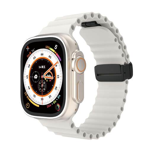 适用苹果Apple手表腕带iwatch8 Ultra 567SE海洋硅胶磁吸扣手表带