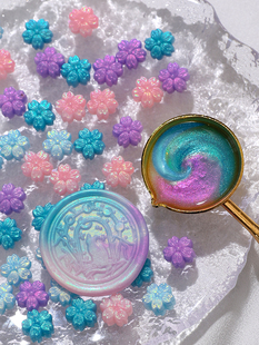 樱花火漆蜡粒花朵极光闪粉金粉蜡粒火漆印章材料偏光偏色铜头盖印