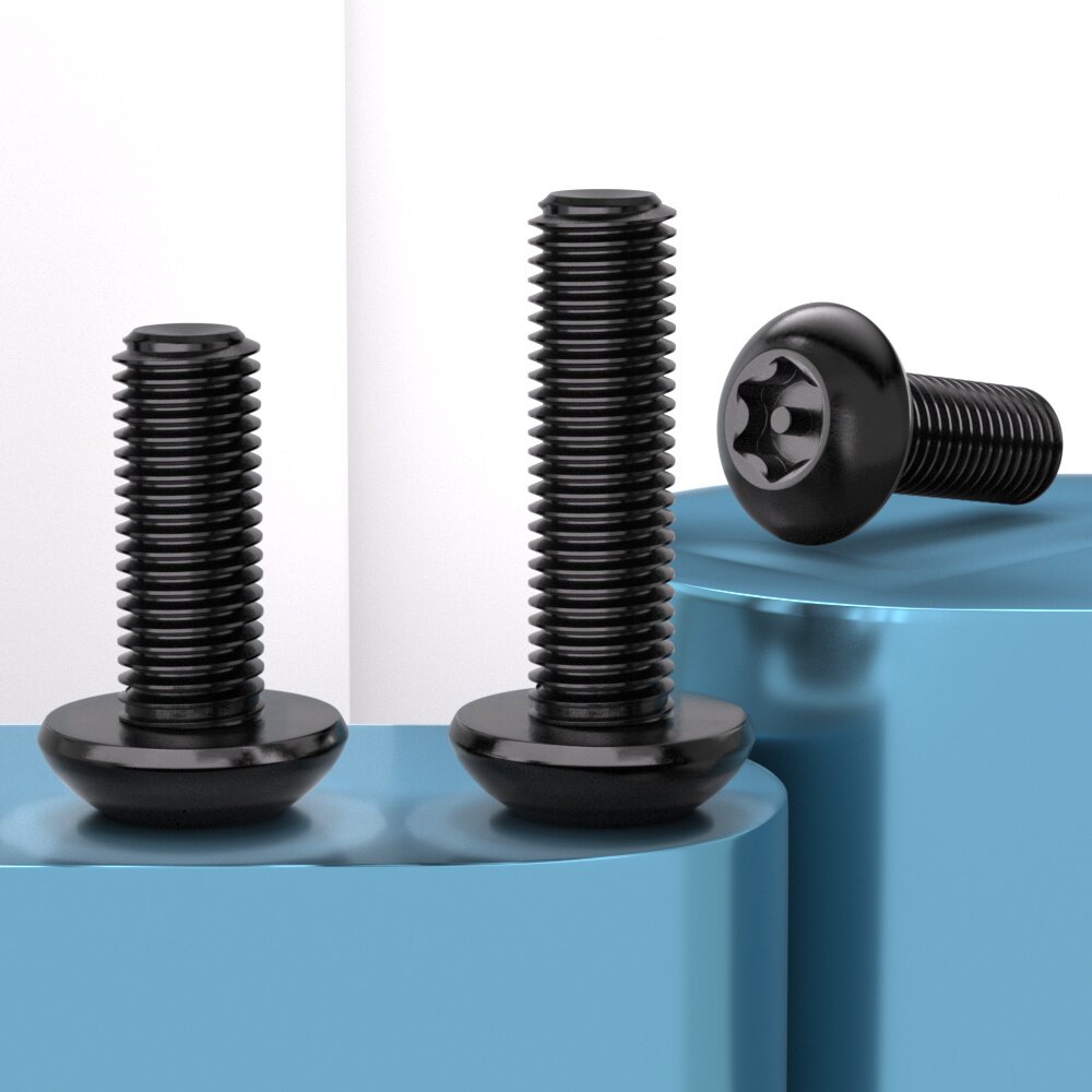 黑色304不钢带柱芯盘头梅花螺丝钉头防盗螺栓m38m4m5圆锈orum6mm1