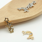 合金镀色镂空星星月亮连接吊坠日本Partsclub项链耳饰diy饰品配件