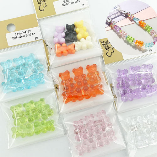 亚克力小熊珠贵和散珠手机挂绳链