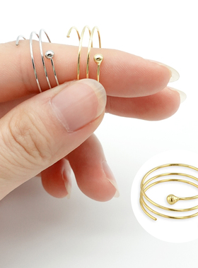 partsclub可串珠三圈戒指配件日本手工饰品首饰diy合金镀色