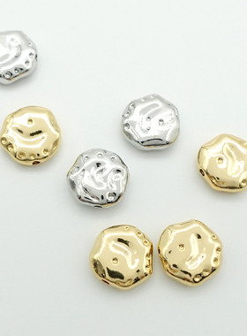 立体随形扁圆隔珠吊坠合金镀金色狐狸猫游乐园饰品手工DIY配件