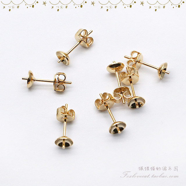 日本贵和diy立芯半孔珠专用耳钉图片