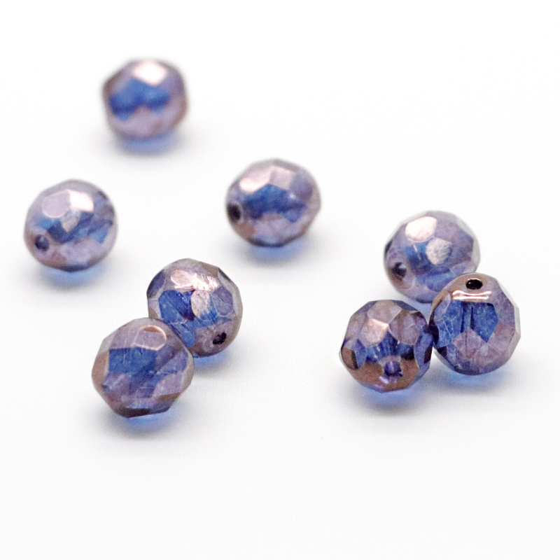 紫色透明火抛光切割面捷克珠散珠