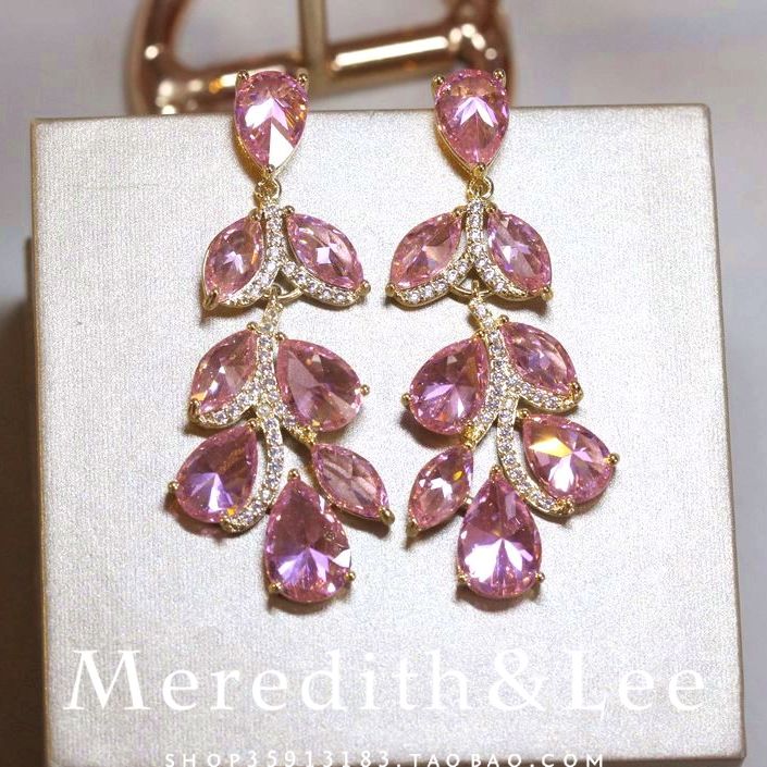 Meredith&Lee 轻奢小众设计感甜美浪漫粉色落叶精致花园系耳环