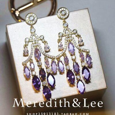 宫廷复古耳环紫色浪漫流苏