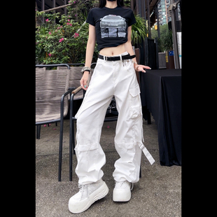 现货 休闲裤 99123高街多口袋工装 2025年宽松束脚纯色个性 女 裤