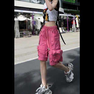 新款 五分裤 彩色工装 男女口袋直筒宽松情侣款 机能短裤 2025夏季