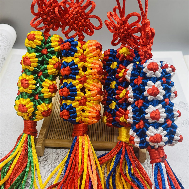 藏式格桑花四方金刚结西藏纯手工编织包包汽车挂件平安吉祥结吊坠