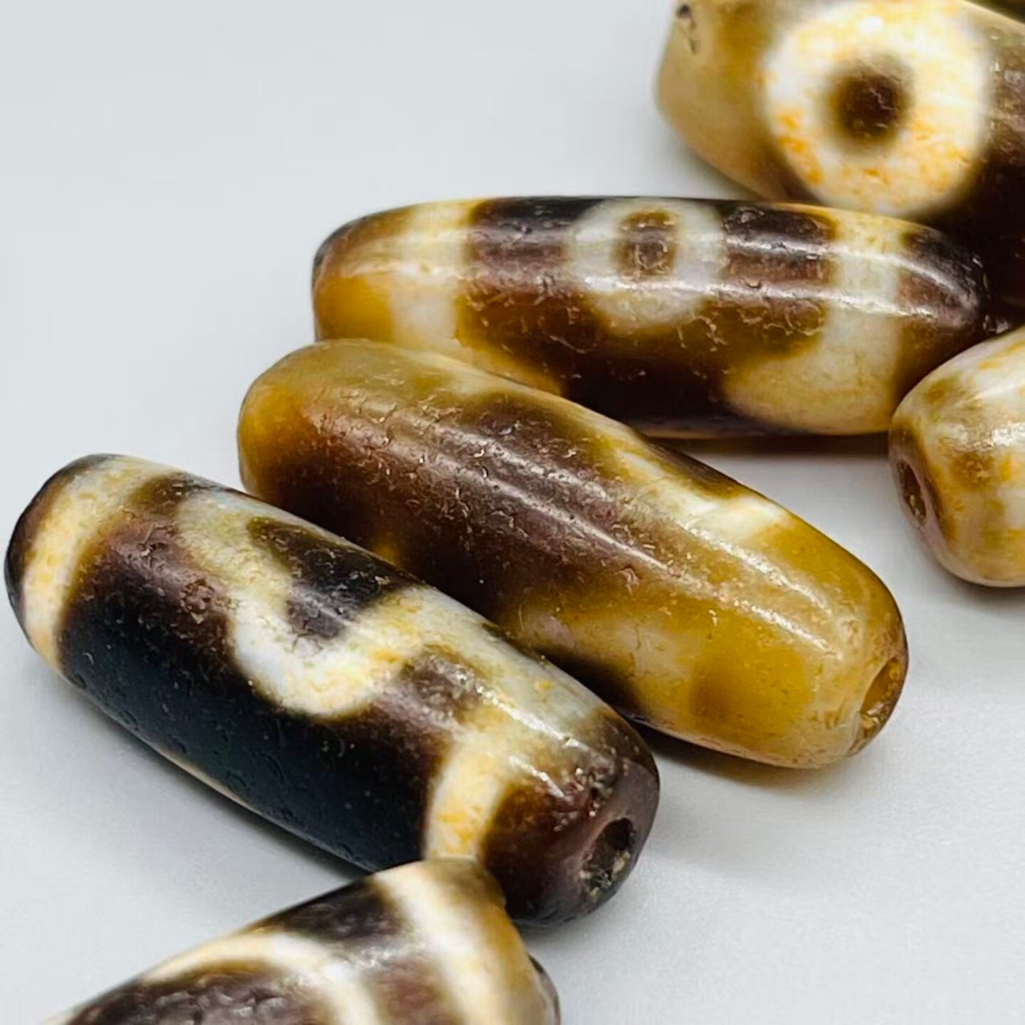 保真西藏天然玛瑙老天珠财神二三眼吊坠男女手链隔珠配珠DIY饰品