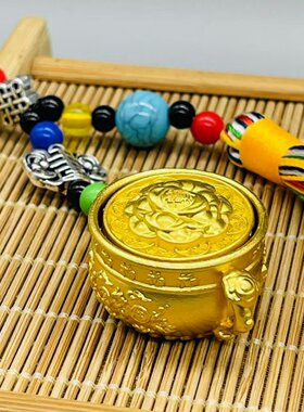 聚宝盆仿铜钥匙扣手把挂件可转