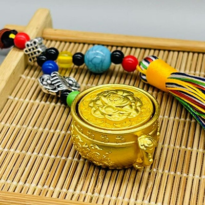 聚宝盆仿铜钥匙扣手把挂件可转