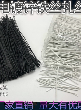 0.55mm镀锌铁丝扎丝 包胶扎线 扁形 10cm捆绑带 黑白色 1000根