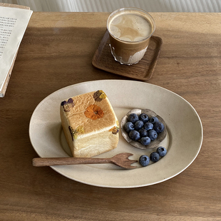 禾下|米釉椭圆盘 餐盘 手作陶器 食器