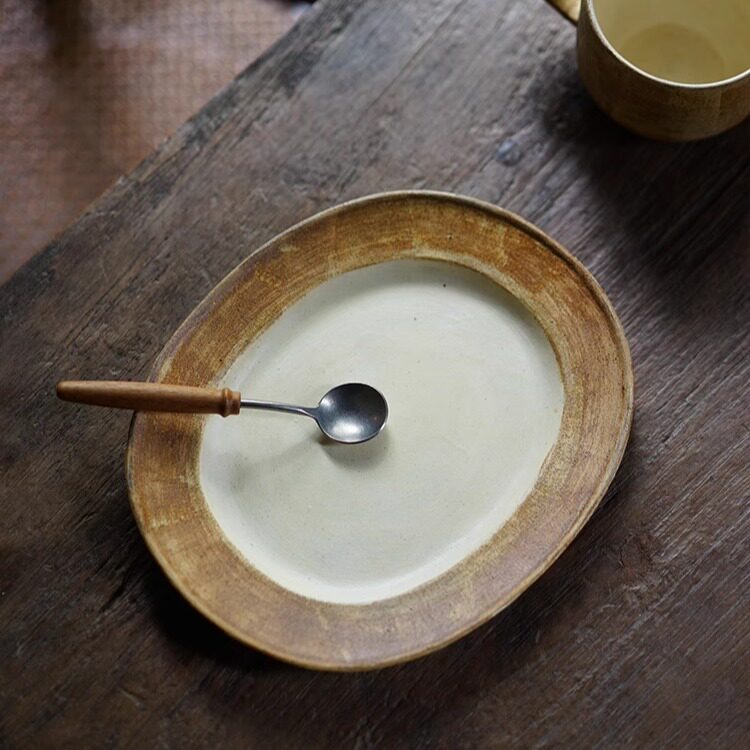 禾下|手作椭圆盘 手作陶器 食器 日式 粗陶
