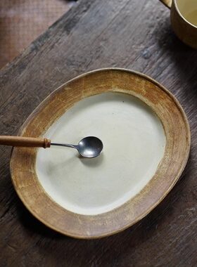 禾下｜手作椭圆盘 手作陶器 食器 日式 粗陶