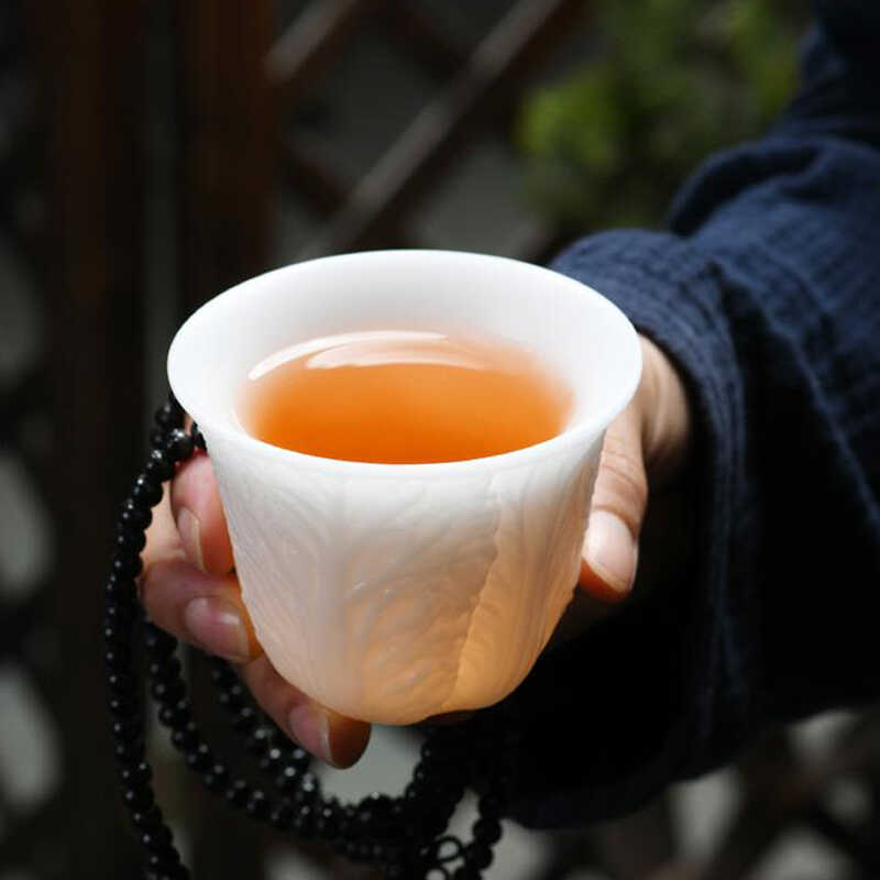 冰种素烧茶具套装礼品茶器茶杯主人家用陶瓷茶器单杯茶杯品茗杯