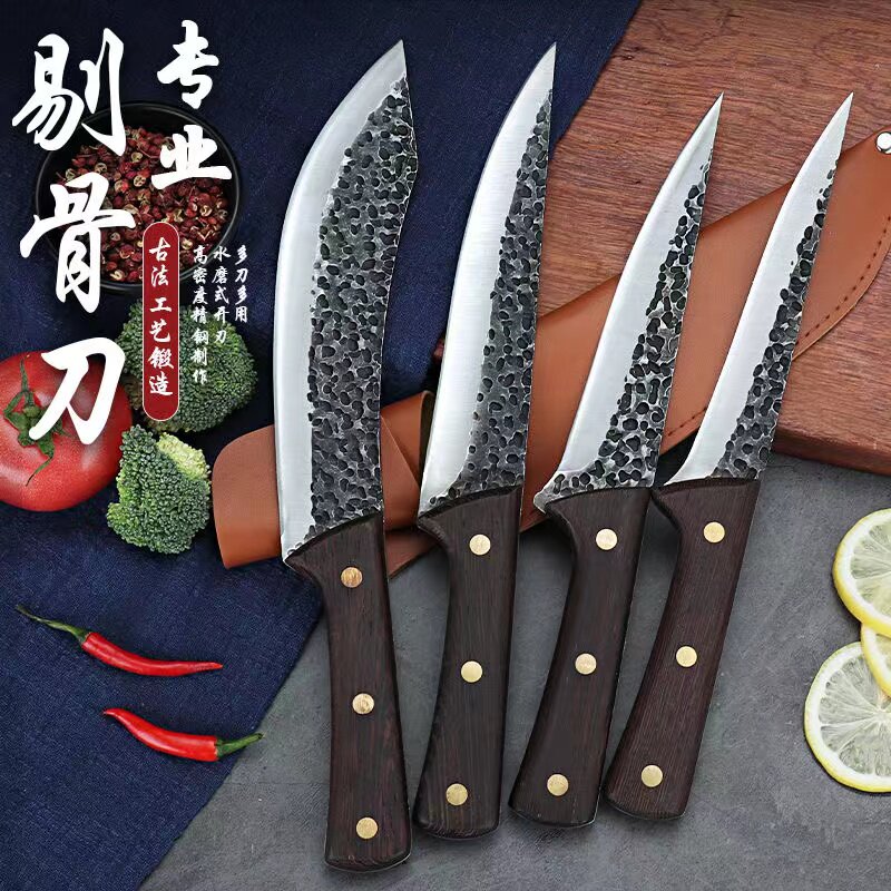 龙泉锻打剔骨刀屠宰刀杀猪刀具直刀锋利特快屠夫厨房菜刀中式商用