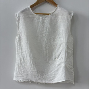 日单时尚款！外贸纯汉麻无袖背心不扎身柔软休闲百搭凉感吸汗上衣