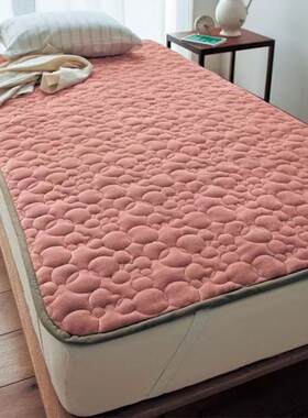 超柔短毛绒绗缝夹棉床垫保护垫
