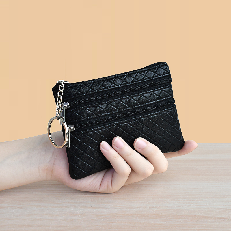 拾悦涤纶女简约菱格零钱包