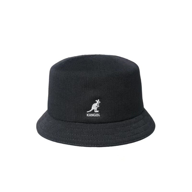 KANGOL 袋鼠logo涤纶街头休闲平顶网眼渔夫帽 男女同款情侣款黑色