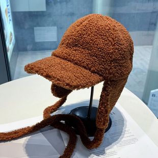 护耳羊羔毛棒球帽女保暖帽子东北旅游滑雪雷锋帽防寒保暖鸭舌帽男