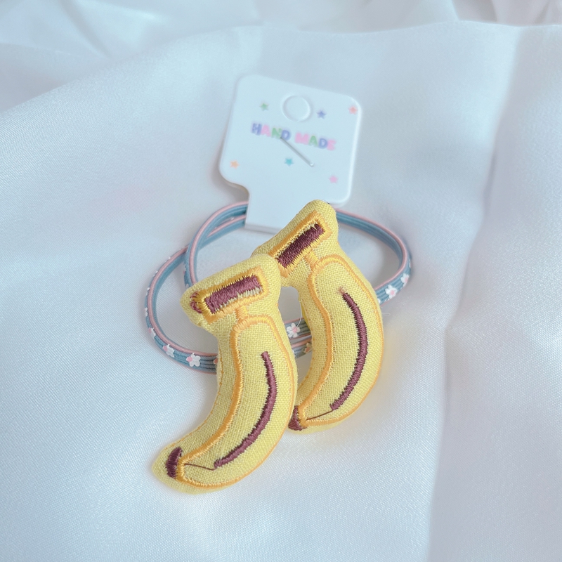 韩版春夏幼儿女童可爱卡通手工布艺立体香蕉长颈鹿发量多发圈皮筋