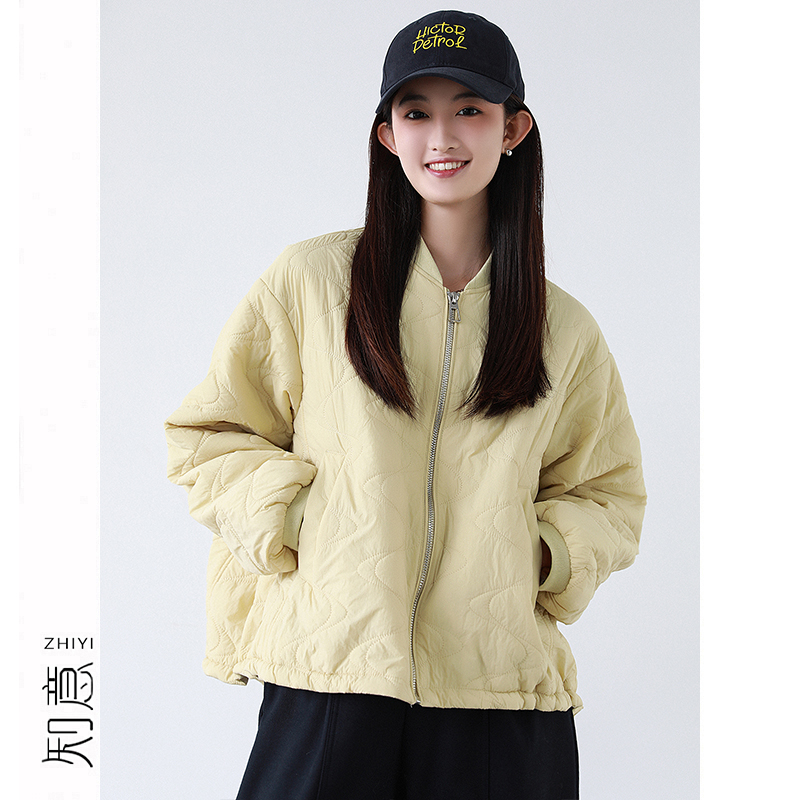 轻薄保暖绗线羊毛棒球服女秋冬