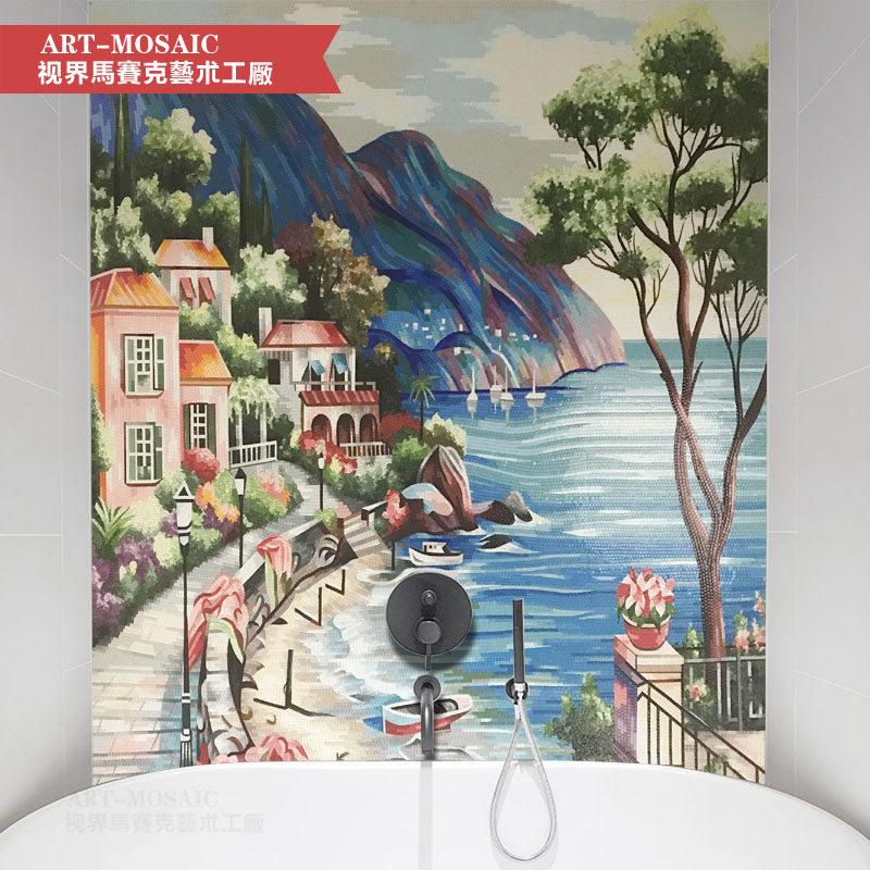 个性定制美式乡村风格马赛克精剪画玄关餐厅过道浴室背景墙贴壁画