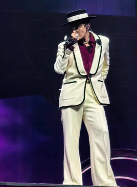 权志龙GD同款白色青果领西服套装男潮流休闲时尚小香风西装外套