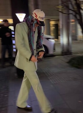 权志龙GD同款绿色2025新款男士西装外套时尚潮流休闲百搭西服套装