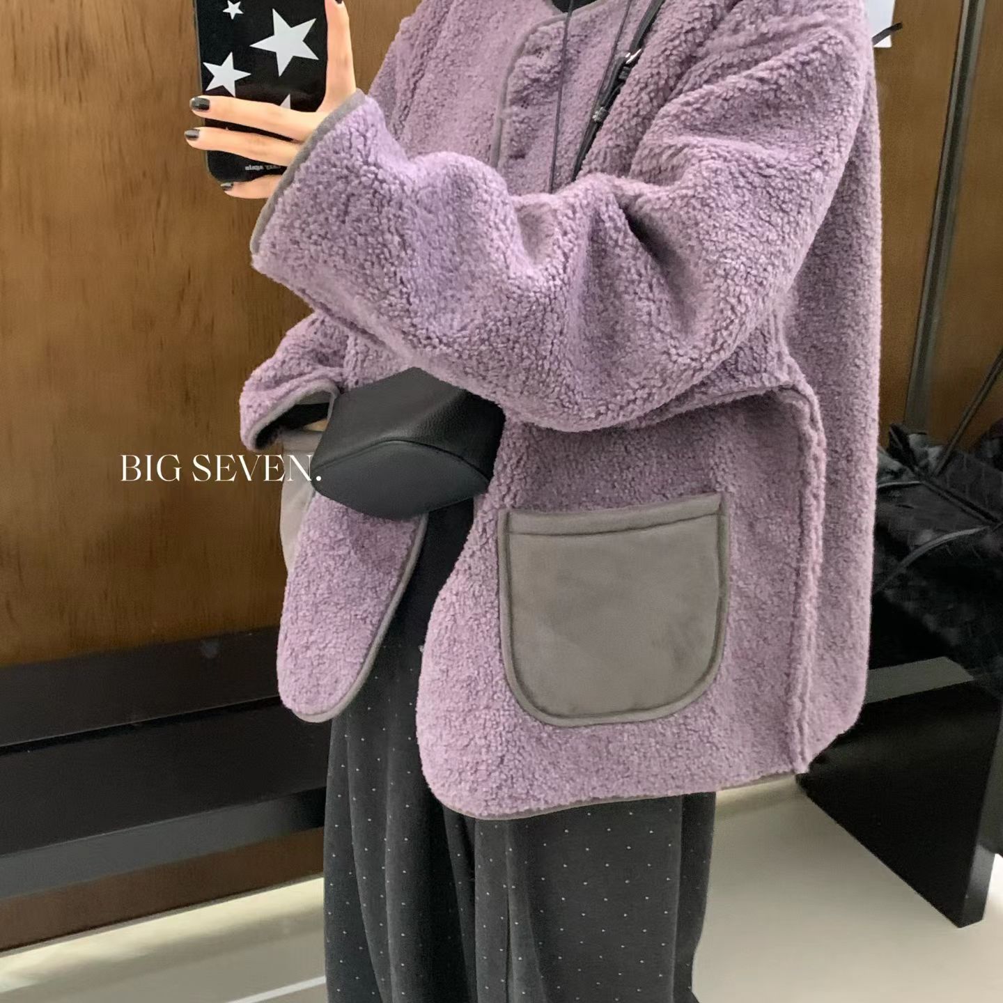 大7女32603冬季时尚宽松大码胖mm慵懒松弛风仿羊羔毛皮毛一体外套