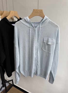 小王家19622夏季女薄款针织宽松大码胖mm休闲慵懒风连帽防晒外套