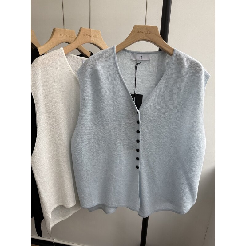 小王家19509春夏胖mm宽松大码休闲薄款叠穿V领开衫针织马甲背心潮