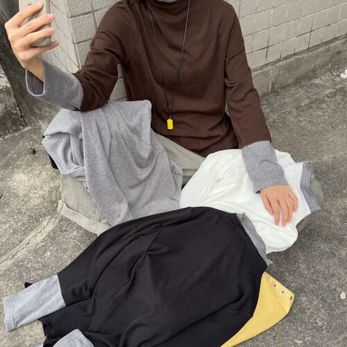 胖mm慵懒风不规则假两件弹力打底