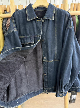 小王家女16069冬加厚加绒韩版宽松大码胖mm慵懒休闲百搭牛仔外套