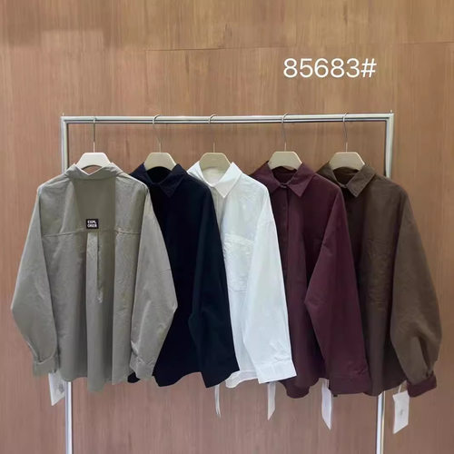 幕茄MUJIA女装85683秋季新款韩版宽松大码胖mm休闲慵懒风长袖衬衫